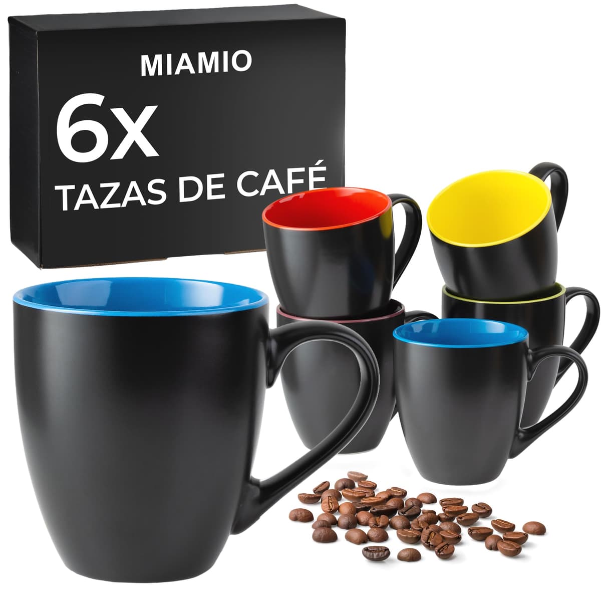 MIAMIO - 6 x 350 ml Juego de Taza de Café/Copa de desayuno - Le Papillon Colección (Negro) — view 17