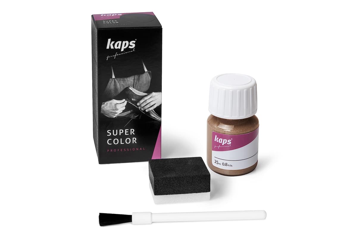 Tinte para Zapatos y Bolsos de Cuero y Textil con Esponja y Brocha, Kaps Super Color, 70 Colores (117 - azul marino) — view 29