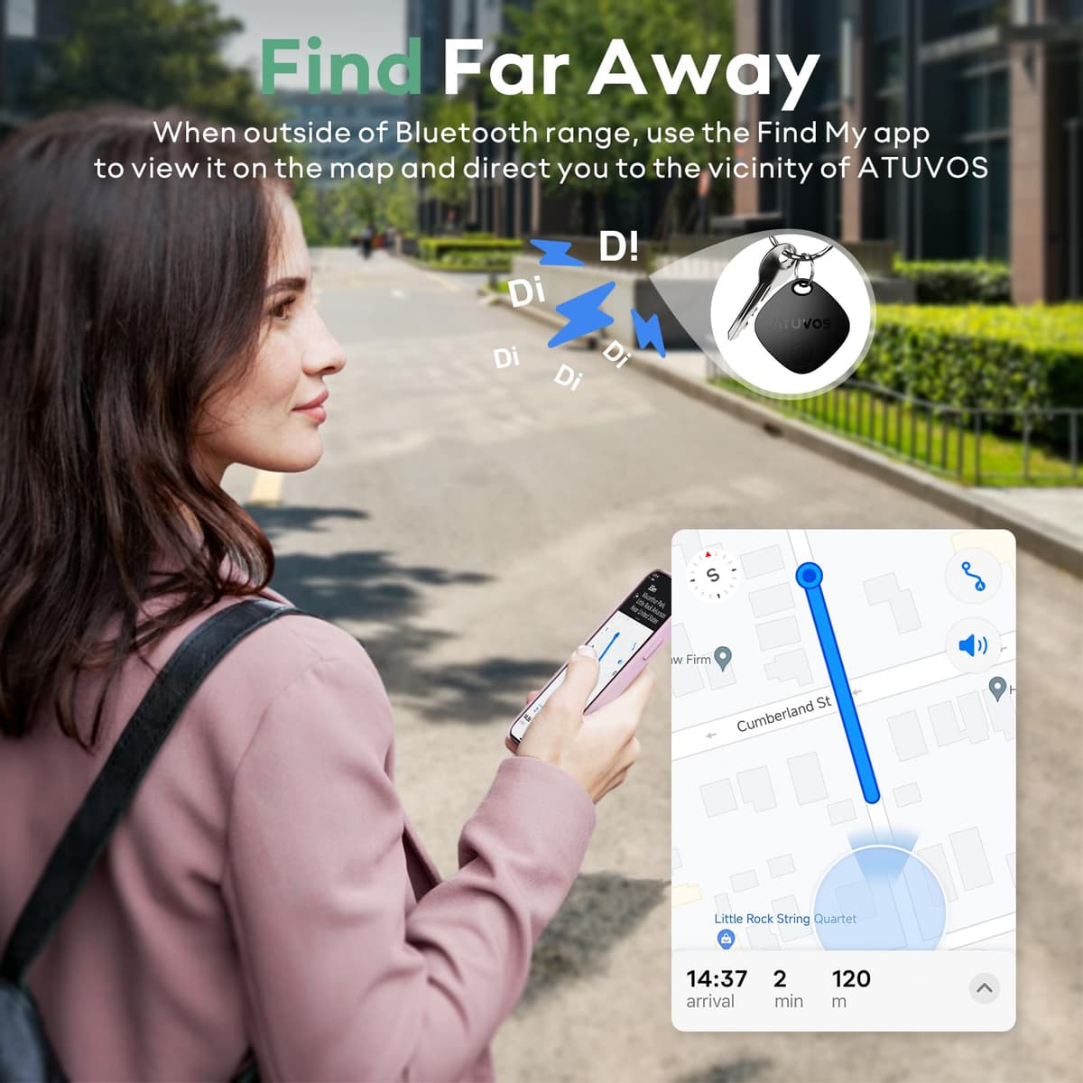 ATUVOS Air Tags - 4 Pack,Tracker Bluetooth Item Finder, Compatible with Apple Find My (iOS Only), Replaceable Battery, IP67 Waterproof, for Keys, Luggages, Suitcases, Bags, Black — view 5