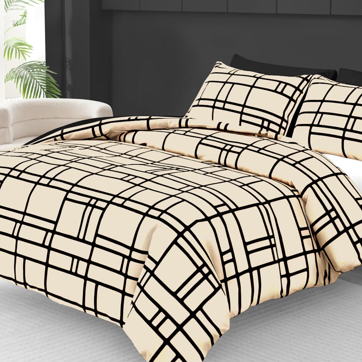 Pamposh 3 Pcs Single Duvet Cover Set with Matching Black Single Fitted Sheet 40 cm Extra Deep Pocket - UltraSoft Breathable Premium Microfibre Reversible Quilt Cover Bedding Set For All Seasons — view 84