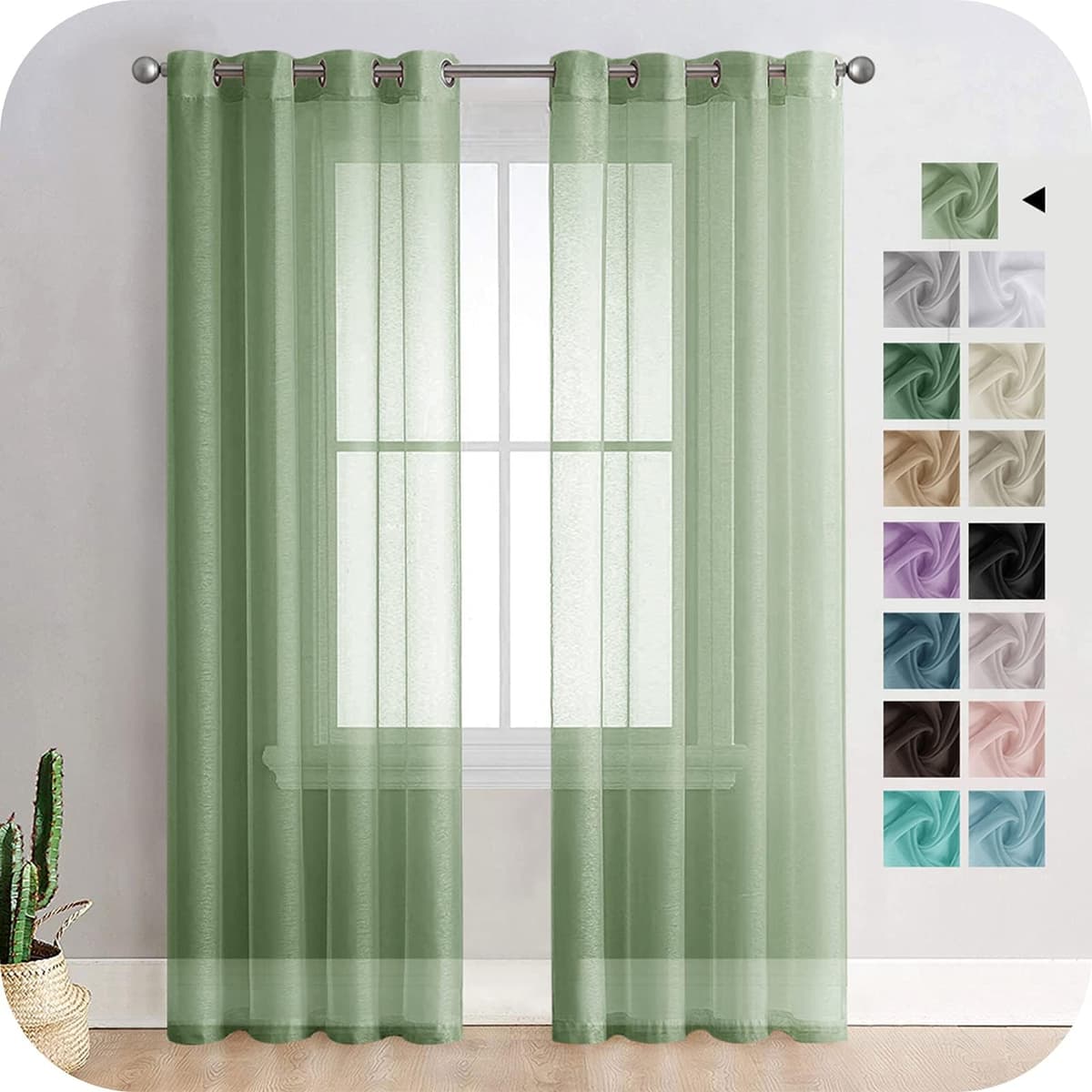 MRTREES Cortina para Ventana Dormitorio Translúcidas Visillos Paneles para Ventanas Sala para Niños Sala Comedor 2 Piezas 140×245cm Blanco — view 49