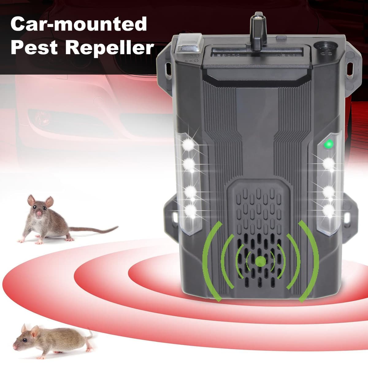 2X Repelente de martas para Coche: Ultrasonidos y Luces Intermitentes, Protección eficaz a Largo Plazo contra martas, Conexión a batería de Coche de 12V, Dispositivo automático de Repelente — view 2