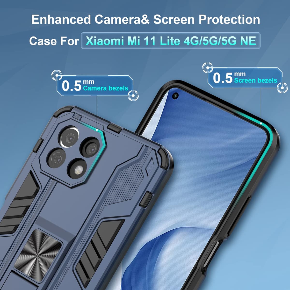 Funda para CMF Phone 2 Pro, Carcasa Antigolpes con Soporte anular metálico, Case Protectora de Grado Militar, Negro — view 250
