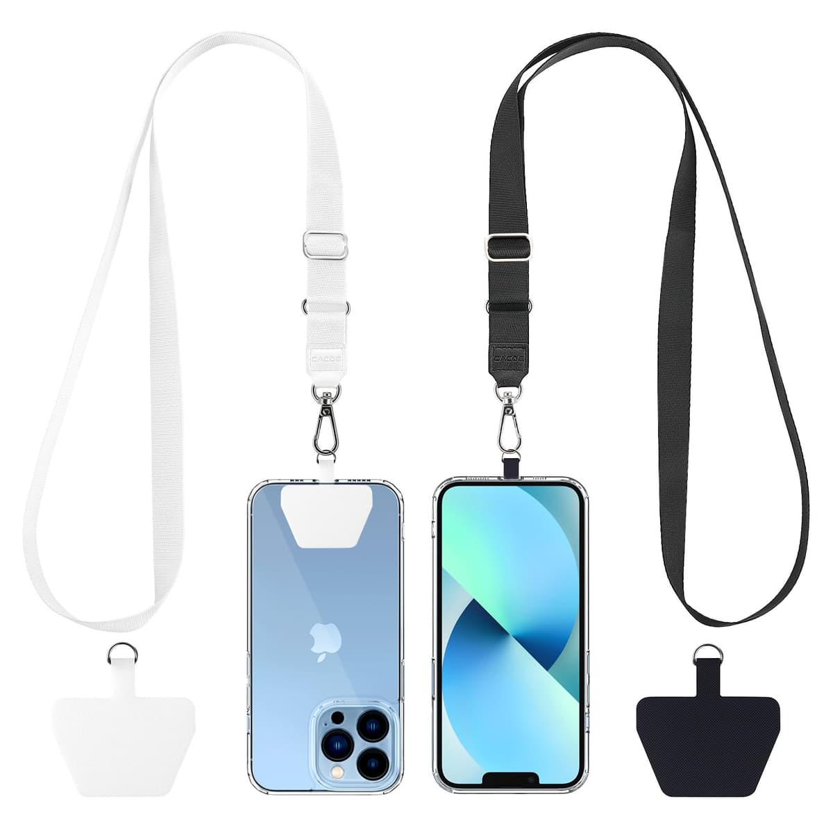 CACOE Universal Mobile Phone Chain, 2 Pcs Adjustable Collar Lanyard and 2 Pcs Durable Patches, Lanyard Mobile Phone Neck Strap Compatible with Most Smartphones — view 14