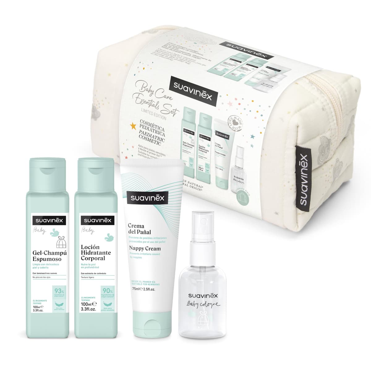 Suavinex, Neceser para Bebés de Tela, Set Regalo Bebé Recién Nacido con Cosmética: Gel Champú 100 ml + Loción Hidratante 100 ml + Crema Pañal 75 ml + Baby Cologne 50 ml. Formato Viaje. Azul Dreams — view 11