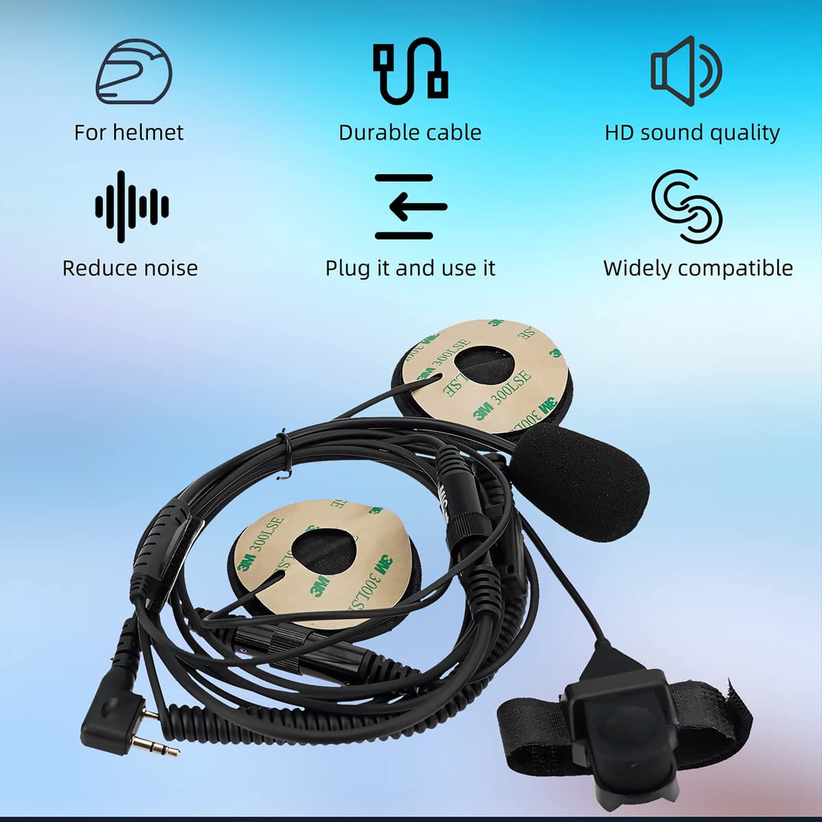 Retevis EHK010 Casco de motocicleta Walkie Talkie, compatible con Retevis RT22 RT21 H-777 RT68 RT19 BAOFENG UV-5R Walkie Talkies, auricular de radio bidireccional con dedo PTT y micrófono (1 paquete) — view 2