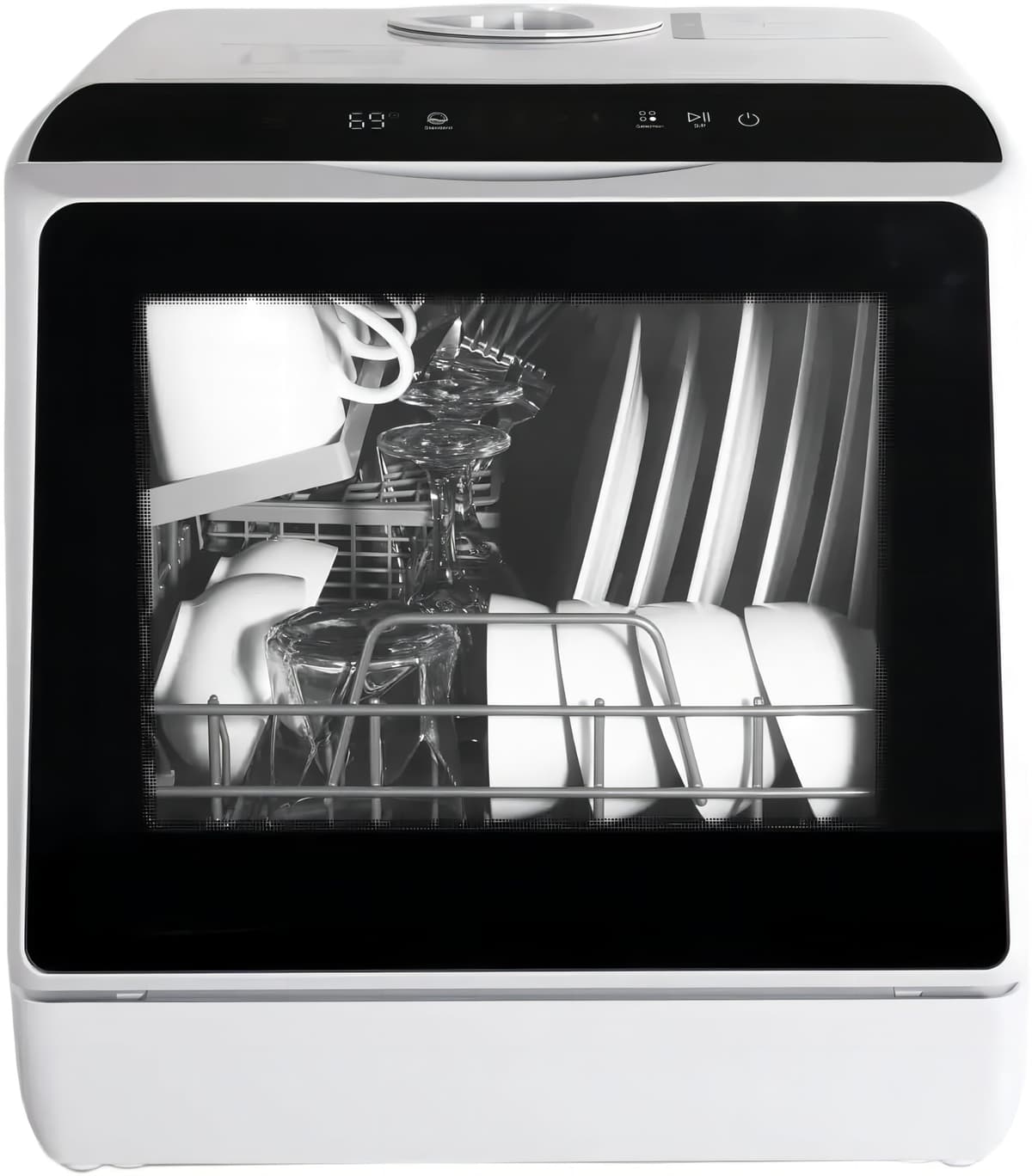 eklipt Table Top Dishwasher, Mini Countertop Dishwasher with 6 Programs, Built-in 5L Water Tank Dual Water Supply Modes with Touch Control, LED Display, Drying Cycle & Fruit Wash