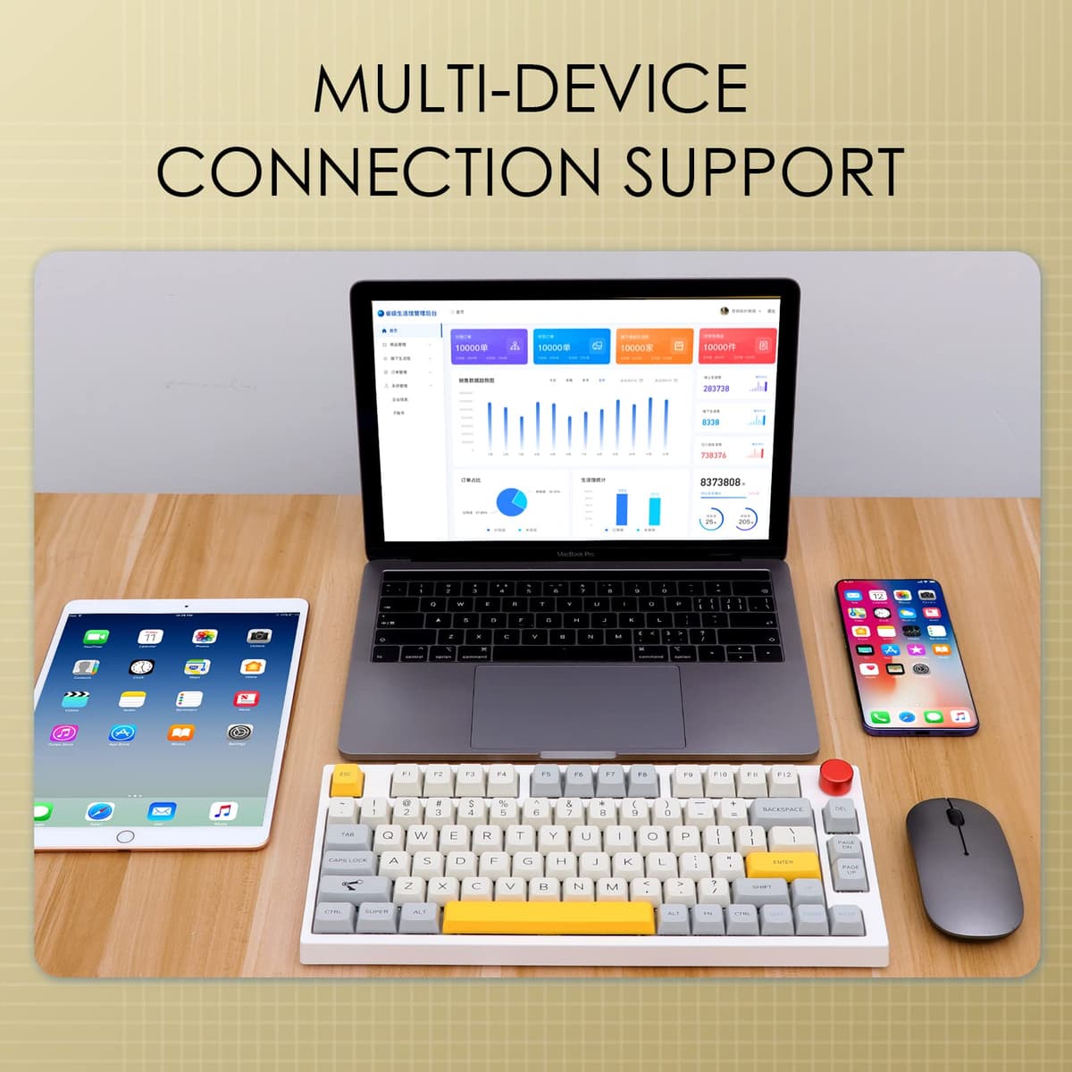 EPOMAKER TH80 Pro Teclado Mecánico Inalámbrico/Bluetooth/USB-C, con Iluminación RGB, Hot Swap, Teclas Multimedia, y Compatible con PC/Mac/PS4/PS5/Xbox (Theory TH80 Pro, Epomaker Flamingo Switch) — view 4