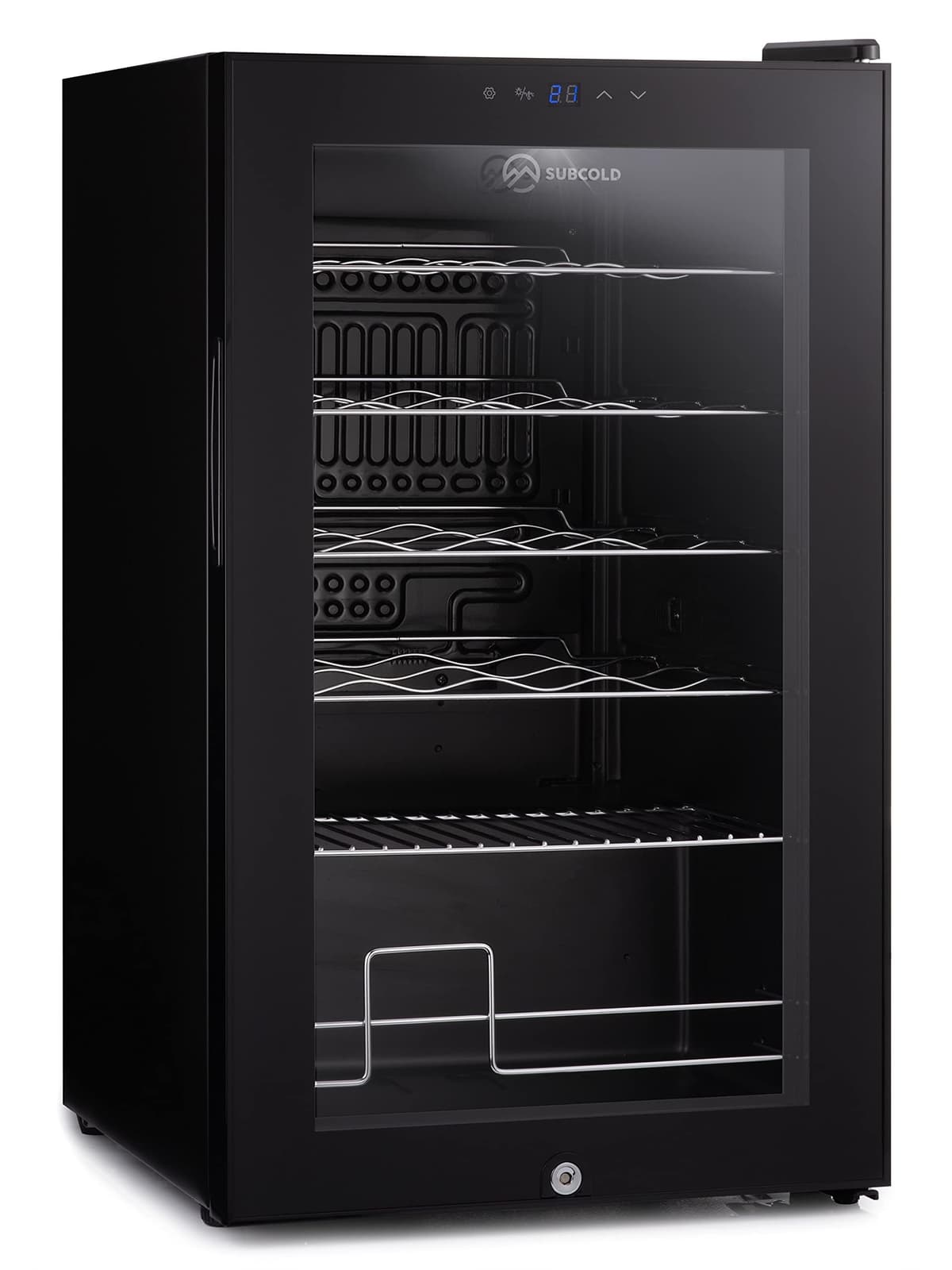 Subcold Viva24 LED – Under Counter Wine Fridge Black | 3-18°C | Wine Cooler | LED + Lock & Key | Glass Door Drinks Cellar | Single-Zone (24 Bottle) — view 2
