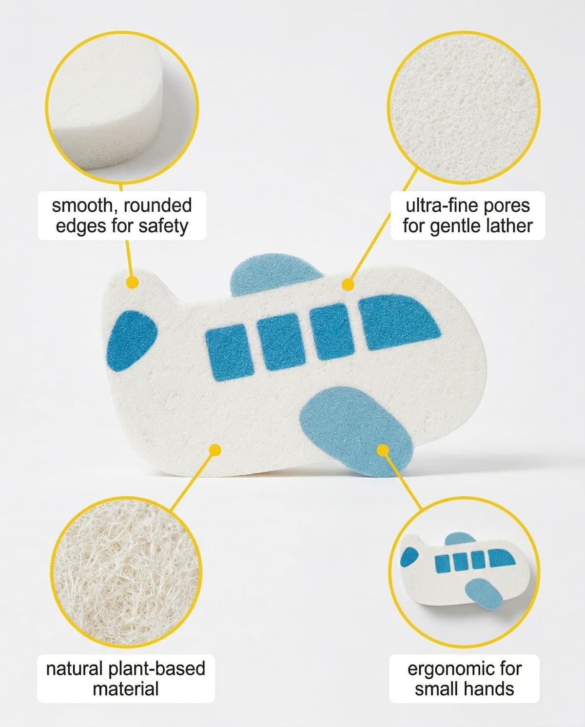 Esponjas Baño y Ducha Bebé, 4 Piezas, Extra Suaves y Naturales | Hipoalergénicas para Piel Sensible de Recién Nacidos y Niños — view 5