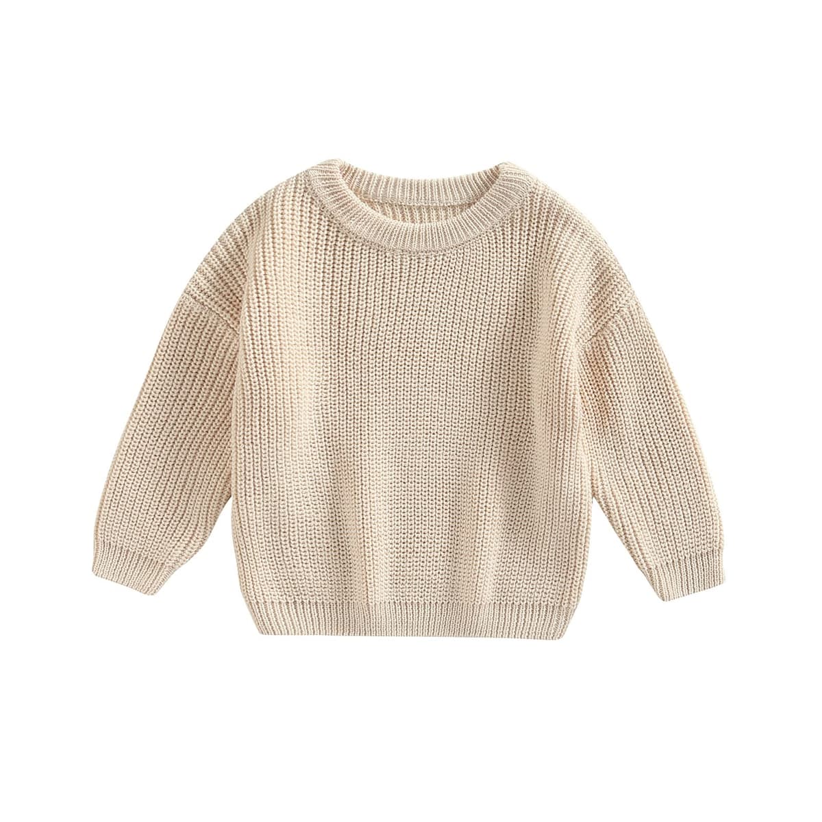 Baby Oversized Knitted Jumper Girls Boys Winter Ribbed Knit Sweater Chunky Pullover Long Sleeve Knitwear Top Soft Unisex Toddler Baby Clothes Autumn Outwear