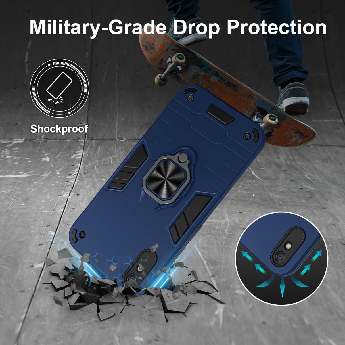 Funda para CMF Phone 2 Pro, Carcasa Antigolpes con Soporte anular metálico, Case Protectora de Grado Militar, Negro — view 1631