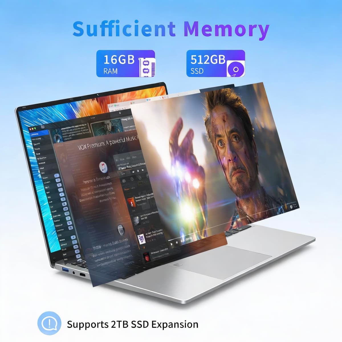 FUNYET Laptop Computer, Gaming Laptop 2026 Windows 11 Pro, 16 Inch Lap Top PC, 16GB RAM 512GB SSD, Intel 12th Gen Processor(up to 3.4GHz), Backlit Keyboard, Fingerprint Unlock, FHD, 2 Years Warranty — view 4