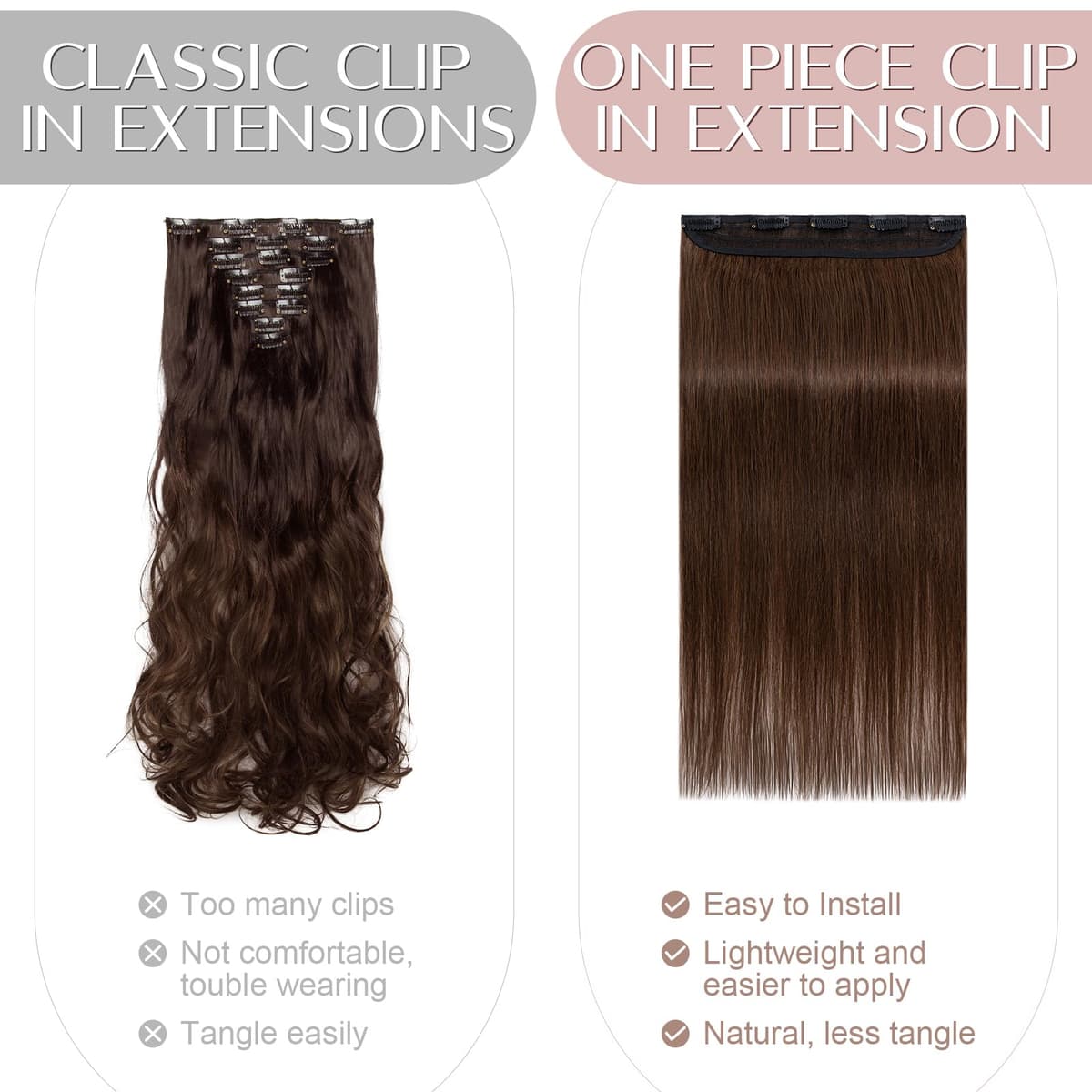 10"(25cm) SEGO Extensiones de Clip de Pelo Natural Humano [#4 Marrón Medio] Cabello 100% Remy [Una Pieza 5 Clips] 3/4 Cabeza Completa Postizos Pelucas Cortas (40g) — view 4