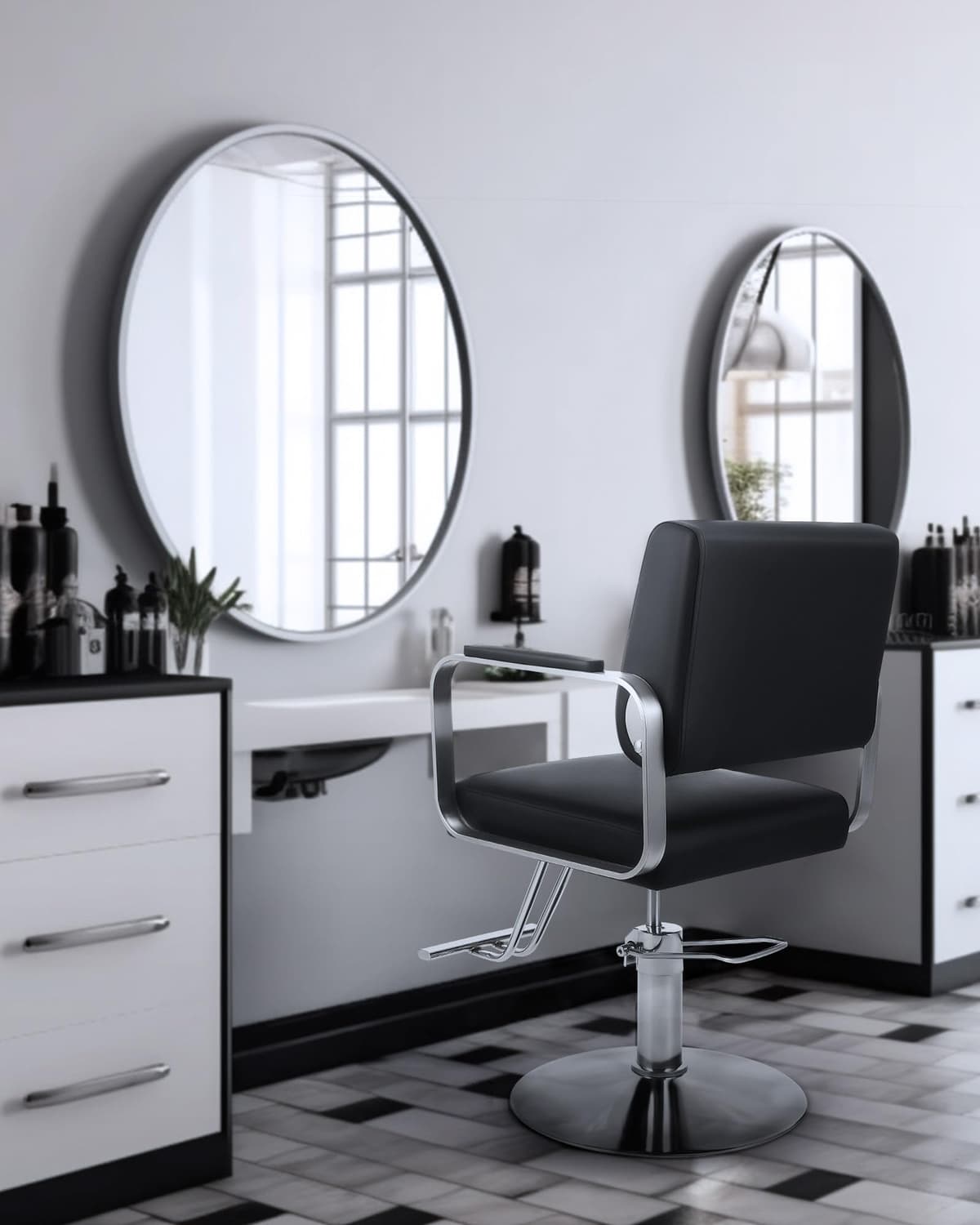 CO-Z Sillón de Peluquería Profesional con Bomba Hidráulica, Silla de Peluquería con Giro de 360°, Altura Ajustable de 15 cm, Capacidad 250 KG, Sillón de Barbero para SPA, Belleza, Barbería — view 2
