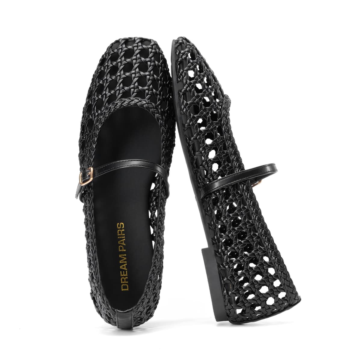 DREAM PAIRS Woven Ballet Mary Jane Flats for Women Dressy Comfortable Square Toe Ballerina Flats with Adjustable Buckle Strap for Work Casual Travel Daily — view 12