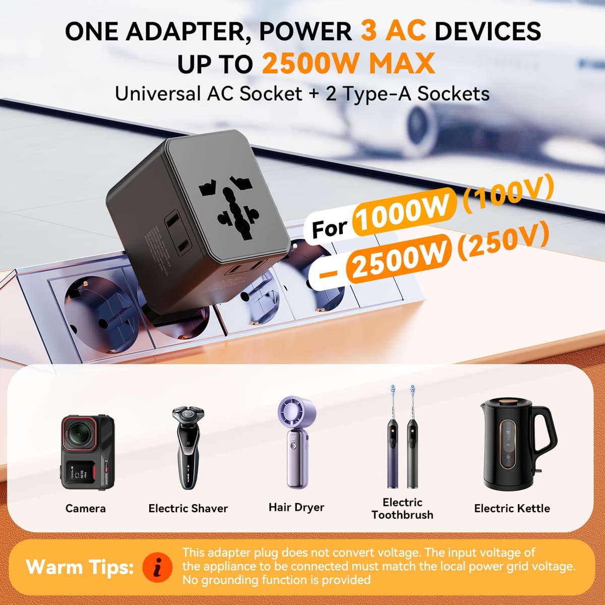 Auxmir Adaptador Enchufe Universal, Adaptador Internacional con 3 USB-C y 2 USB-A (PD 45W), Adaptador Universal para Europa, Reino Unido, Estados Unidos, Canadá, Australia (212 países), Negro — view 4