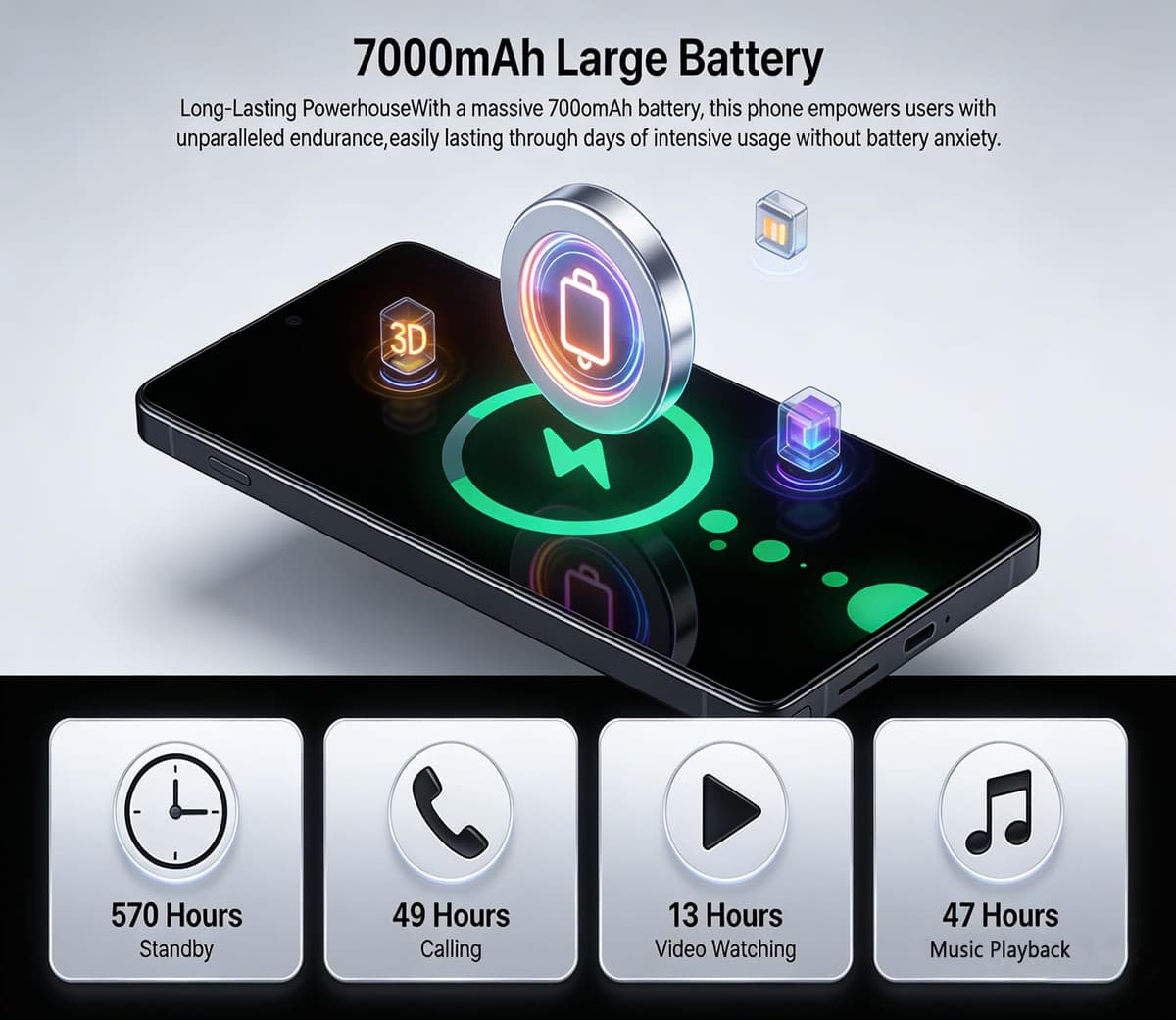 OBXIN S25 Ultra Unlocked Phone,16GB+512GB Smartphones and Android 16, 7000mAh+6.9"+120Hz Unlocked Cell Phone, 108MP Dual Camera/Dual SIM/Facial Recognition (Blue) — view 5