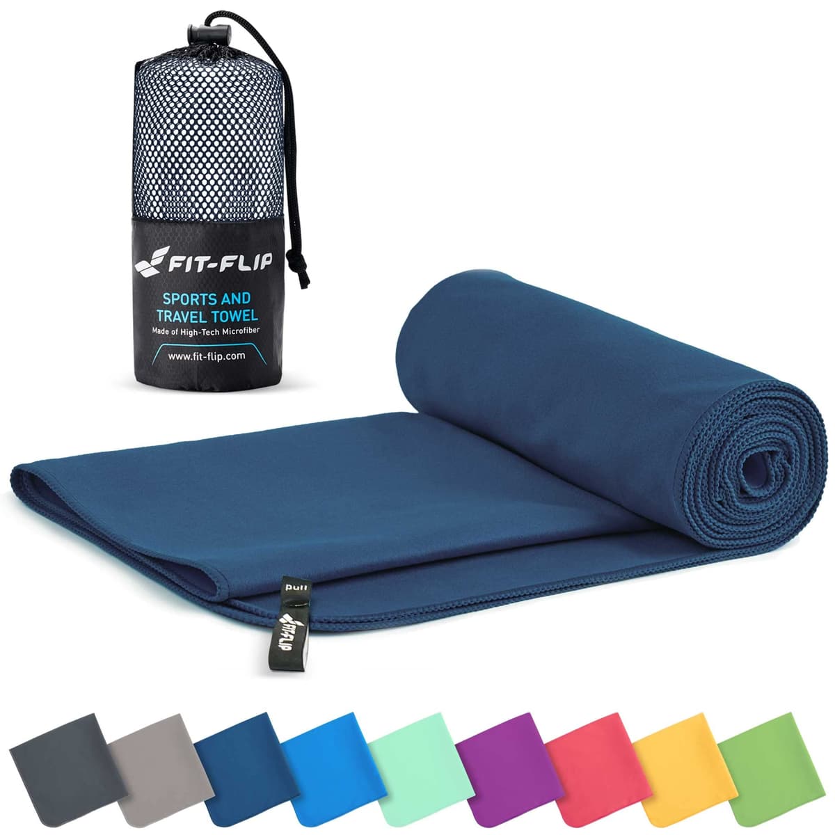 Fit-Flip Toalla Microfibra - para el Gimnasio y la Playa - compacta, Ultraligera, Grande y de Secado rápido - Toallas microfibras de Natacion, Gym, Viaje y Piscina