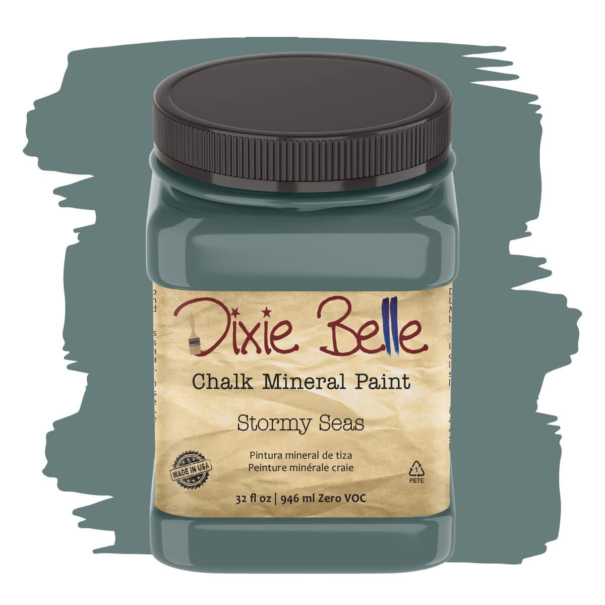 Dixie Belle Paint Company Chalk Finish Furniture Paint - Caviar (32oz) - Matte Black Chic Chalk Mineral DIY Furniture Paint — view 100