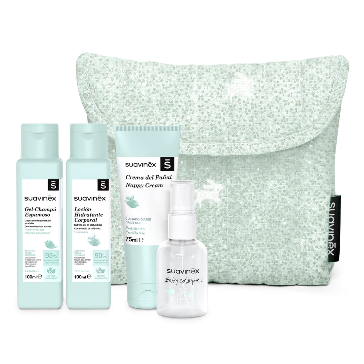 Suavinex, Neceser para Bebés de Tela, Set Regalo Bebé Recién Nacido con Cosmética: Gel Champú 100 ml + Loción Hidratante 100 ml + Crema Pañal 75 ml + Baby Cologne 50 ml. Formato Viaje. Azul Dreams — view 15