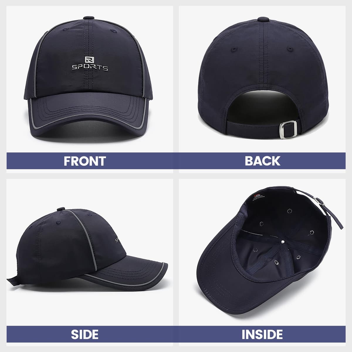 2 Packs Gorra de Béisbol Secado Rápido Hombre, Gorra de Béisbol Protección Solar Transpirable Resistente Al Sudor, Sombrero de Pesca Senderismo Plegable para Deportiva el Sol al Aire Libre — view 3