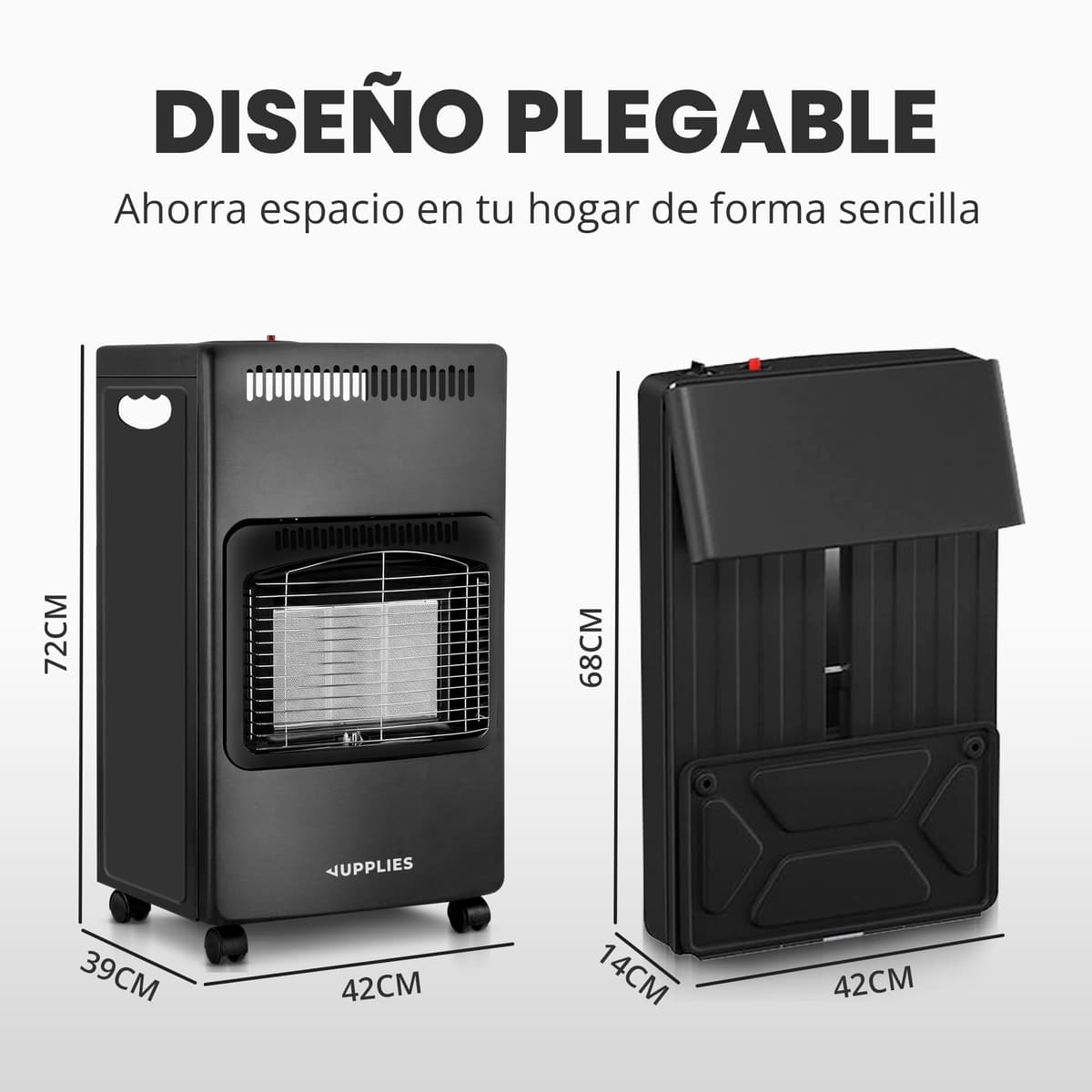 Estufa de Gas Butano Plegable 4200 W - Estufa Cerámica con 3 Niveles de Potencia, Triple Sistema de Seguridad, Sistema anti-vuelco - 20-80m² — view 2