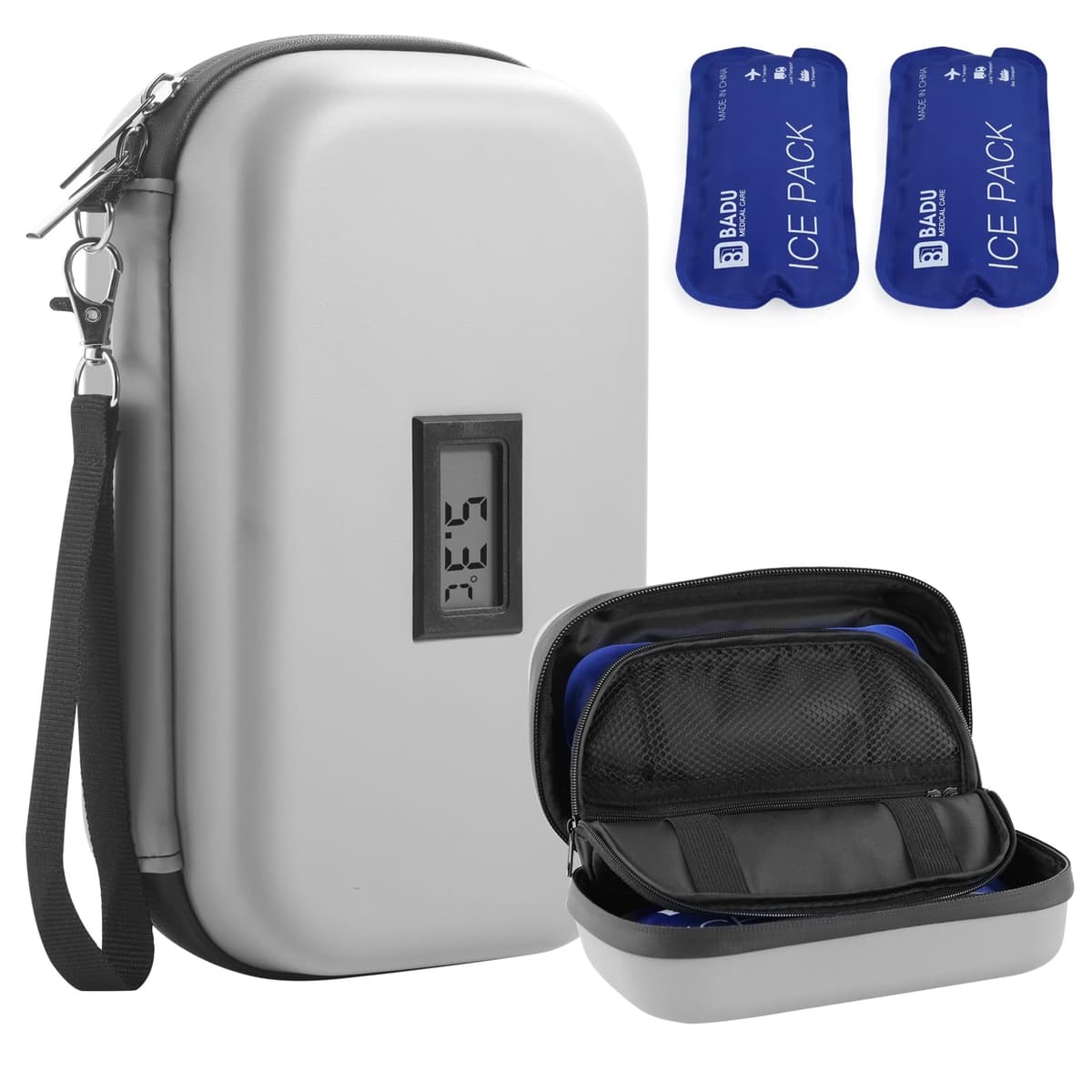 Funda de viaje con enfriador de insulina, aprobado por la TSA portátil con aislamiento para diabéticos con visualización de temperatura del termómetro, organizador de medicamentos — view 8