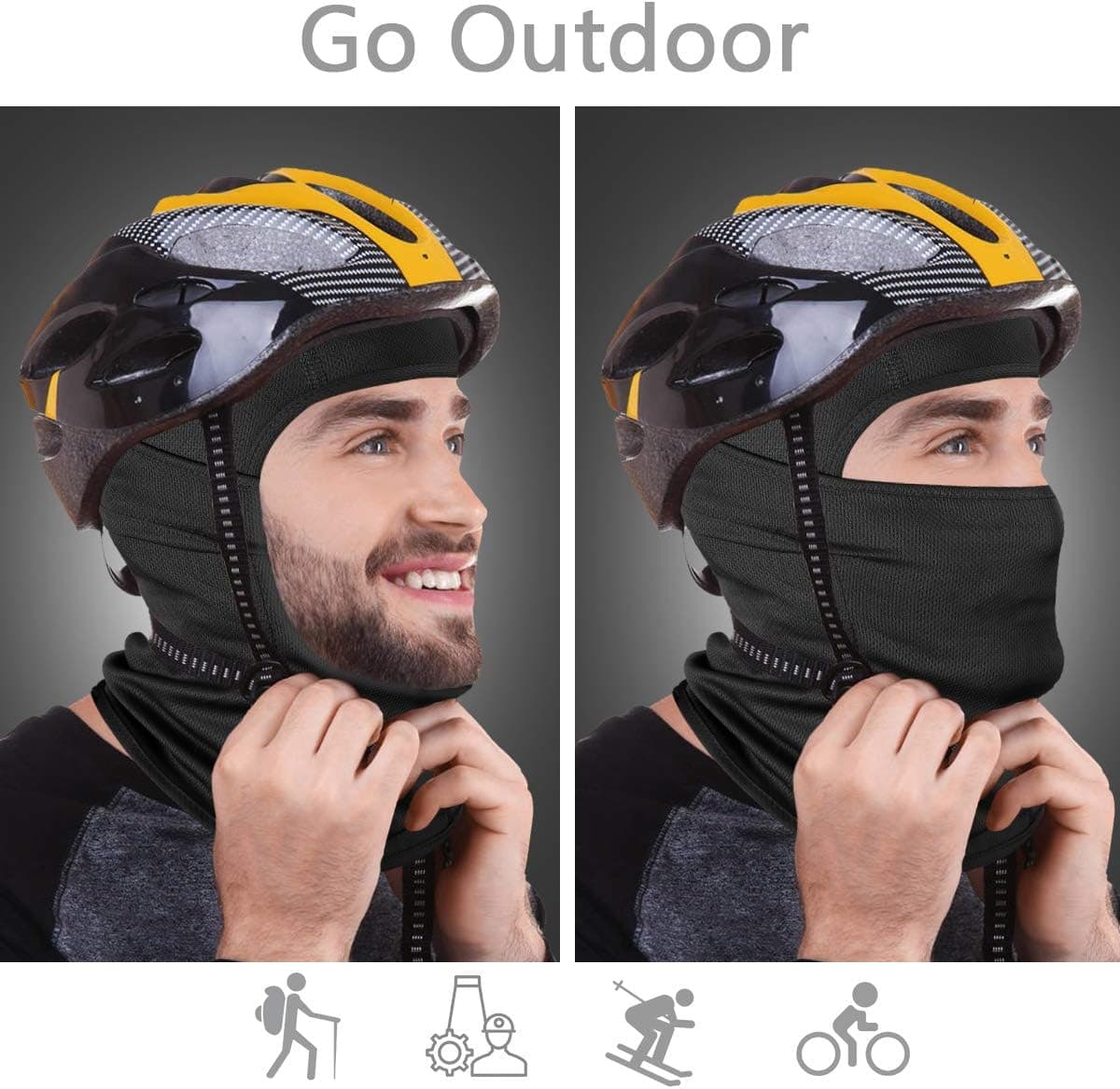 Achiou Ski Mask for Men Women, Balaclava Face Mask, Shiesty Mask UV Protector Lightweight for Motorcycle Snowboard Black — view 3