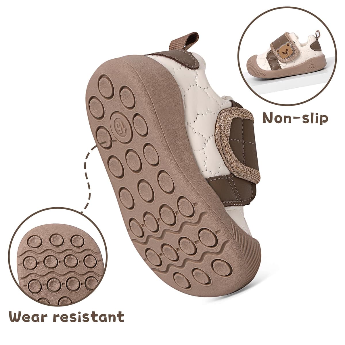 MASOCIO Baby Boy Girl First Walking Shoes Infant Toddler Trainers Rubber Anti-Slip Prewalker Shoes — view 5