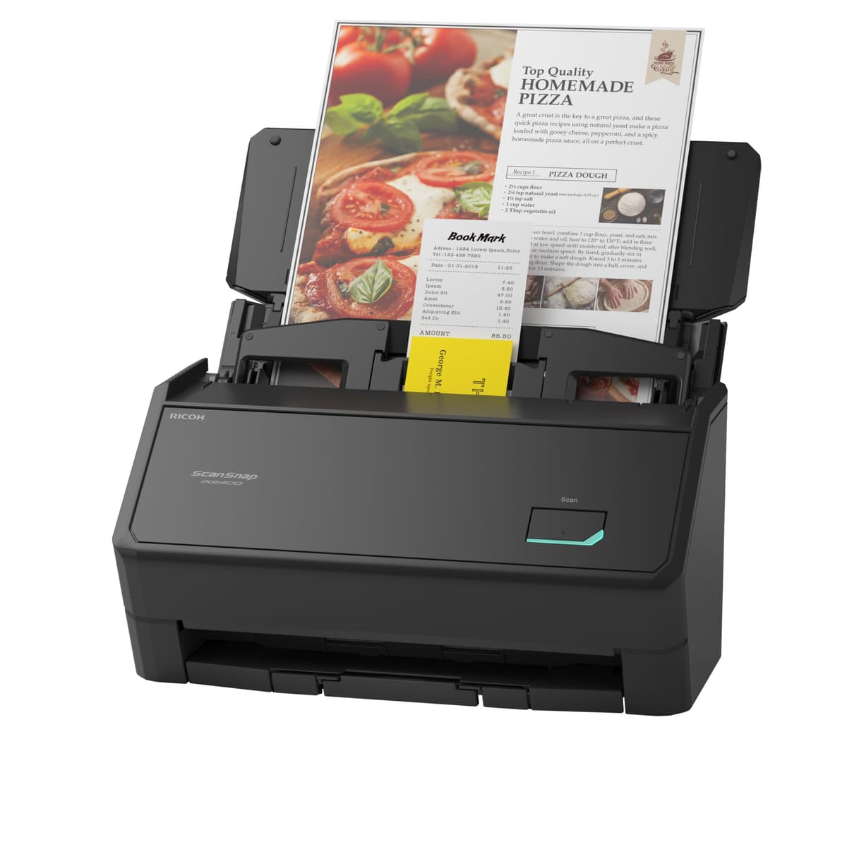 ScanSnap iX2400 Scanner A4 Negro - Escaneo a doble cara ultrarrápido 45 ppm, cargador automático de documentos, USB 3.2, Wi-Fi y Bluetooth, escáner de escritorio de alta resolución — view 2
