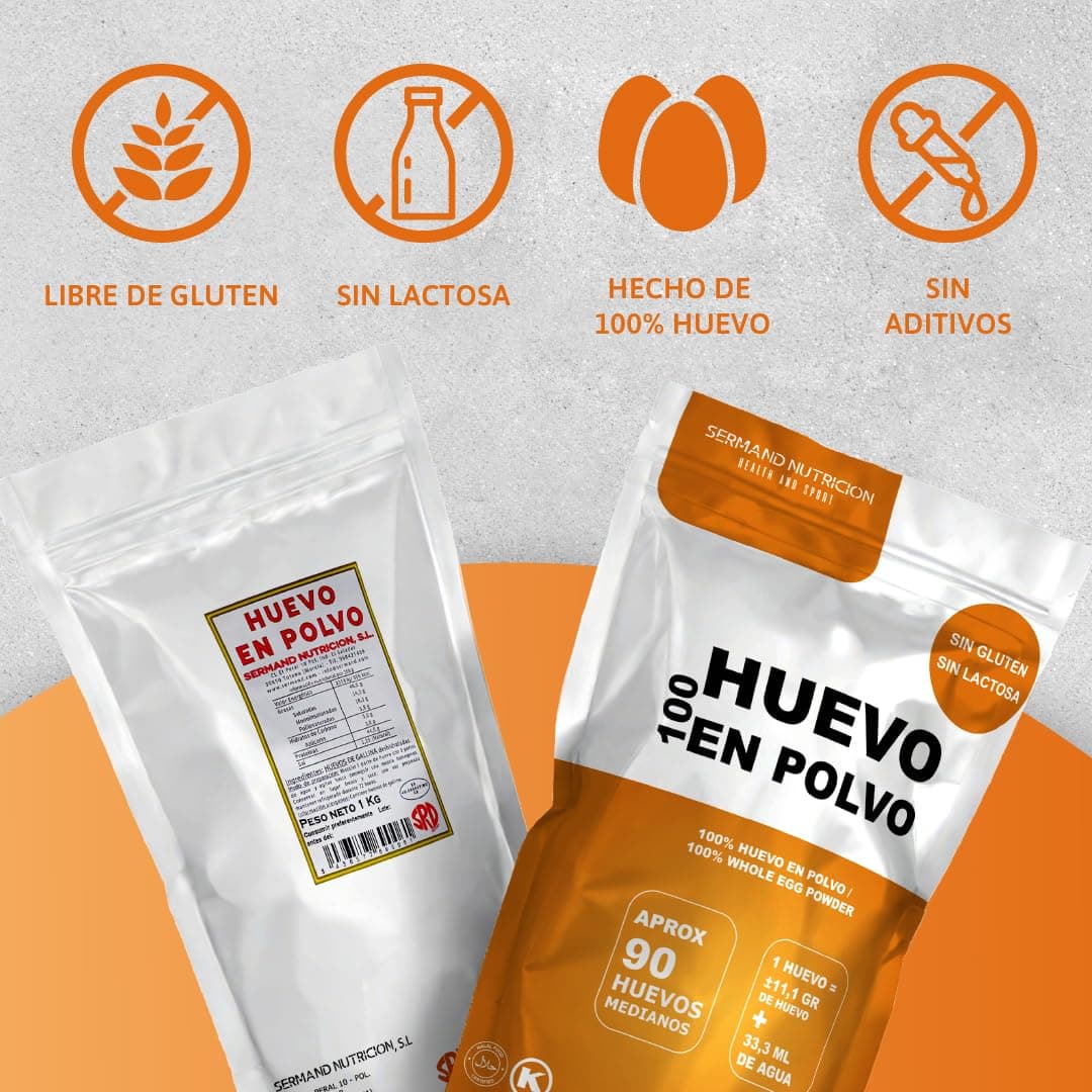 Huevo en polvo | Bolsa de vacío | Huevo en Polvo | Huevos Pasteurizados Sin Gluten | Huevo Deshidratado | Sin Aditivos | Productos Sin Lactosa | Presentación en Bolsas Zip (1 KG) — view 4