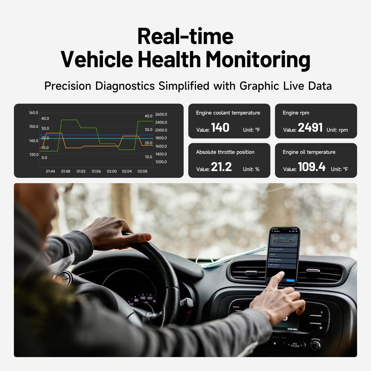 TOPDON CarPal A, OBD2 Scanner, All System Diagnosis, Wireless Bluetooth Diagnostic Tool, Vehicle Health Check, Smog Check, Repair Guide, Engine Inspection, Vehicle Performance Test — view 6