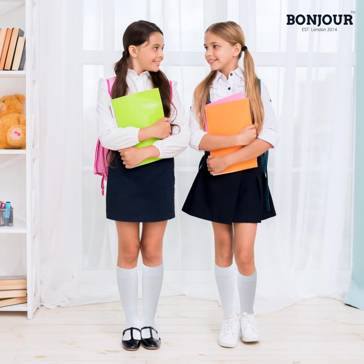 Bonjour® 6 Pairs Girls Kids Knee High School Socks Cotton Socks, Back to School Plain Socks Uniform Party Wear, Long Socks Girls Kids Knee High Socks for School — view 3