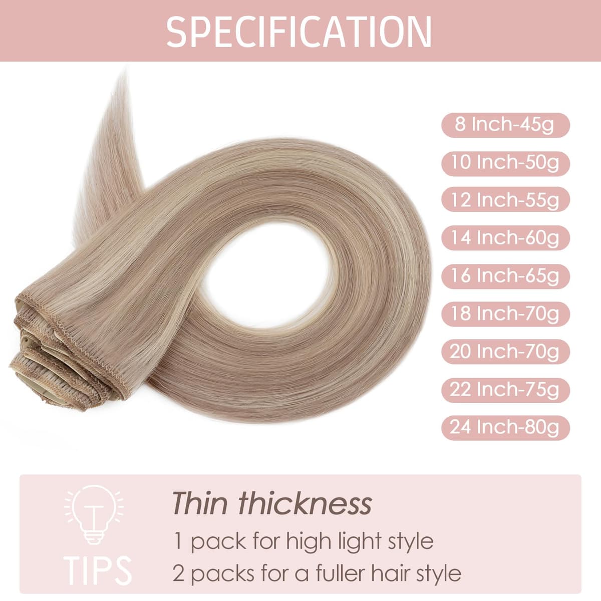 Silk-co 10inch Hair Extensions Clip in Hair Extension Human Hair #04 Medium Brown -Basic Thickness-Thin Weft- 8 Pieces Real Remy Straight Hair Extensions[50g] — view 65