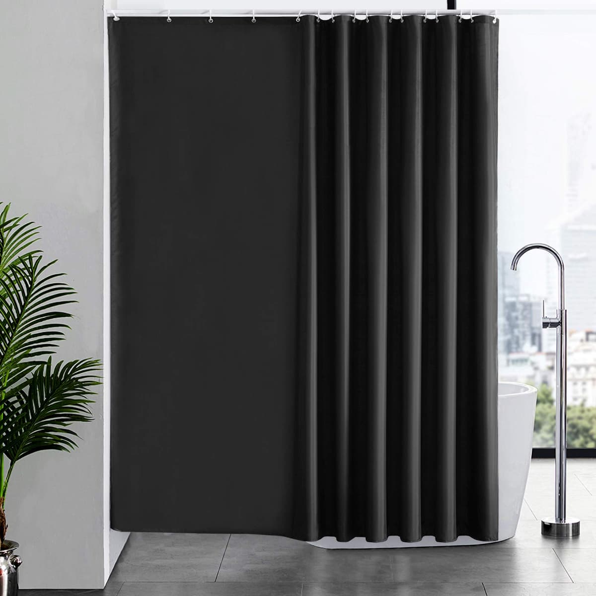 Furlinic Cortina Ducha 200x200cm Antimoho Impermeable Lavable Blanco Tela Poliéster Grandes Cortinas de Baño con 12 Aros de Cortina Ducha. — view 134