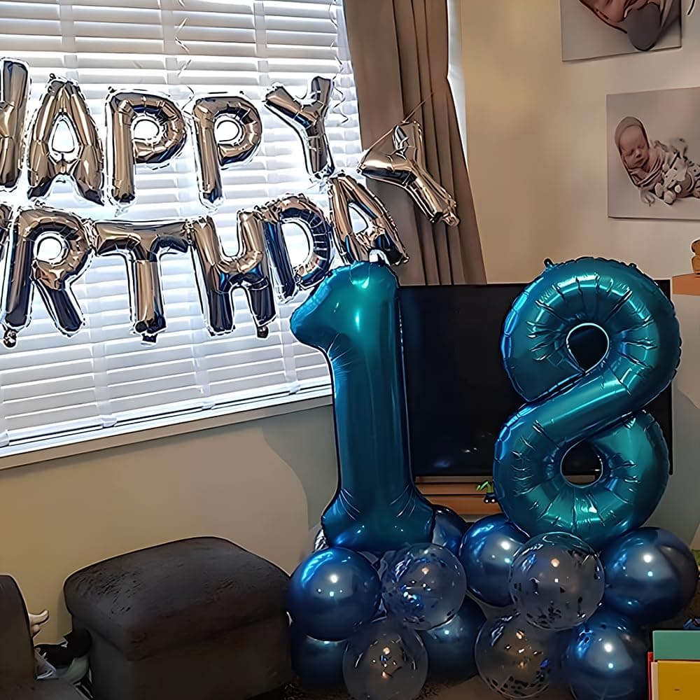 Foil Globo Número 5 Azul 40" (101cm), Inflable Helio o aire, Gigante Numeros 0-9, 10-19, 20-29, 30-100, Grande Globos Decoración para La Boda Aniversario y Cumpleaños Fiestas — view 291