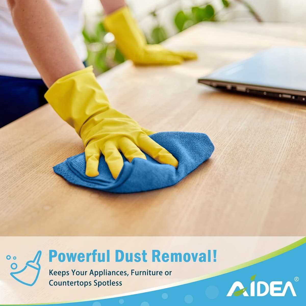 AIDEA Microfibre Cloth Pack of 8, Multifunctional Reusable Cleaning Cloths, Lint Free Streak Free Washable Cloth Duster for House, Kitchen, Car, Motorbike, Windows 30 x 30 cm — view 3