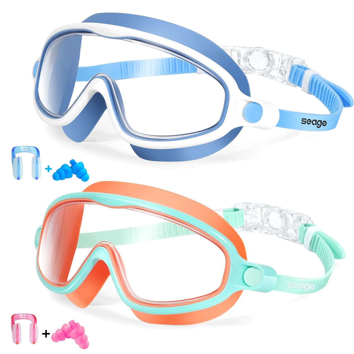 Seago Swim Goggles 2 Pack Anti-Fog Anti-UV Wide View Swimming Goggles for Kids 3-14 — view 10