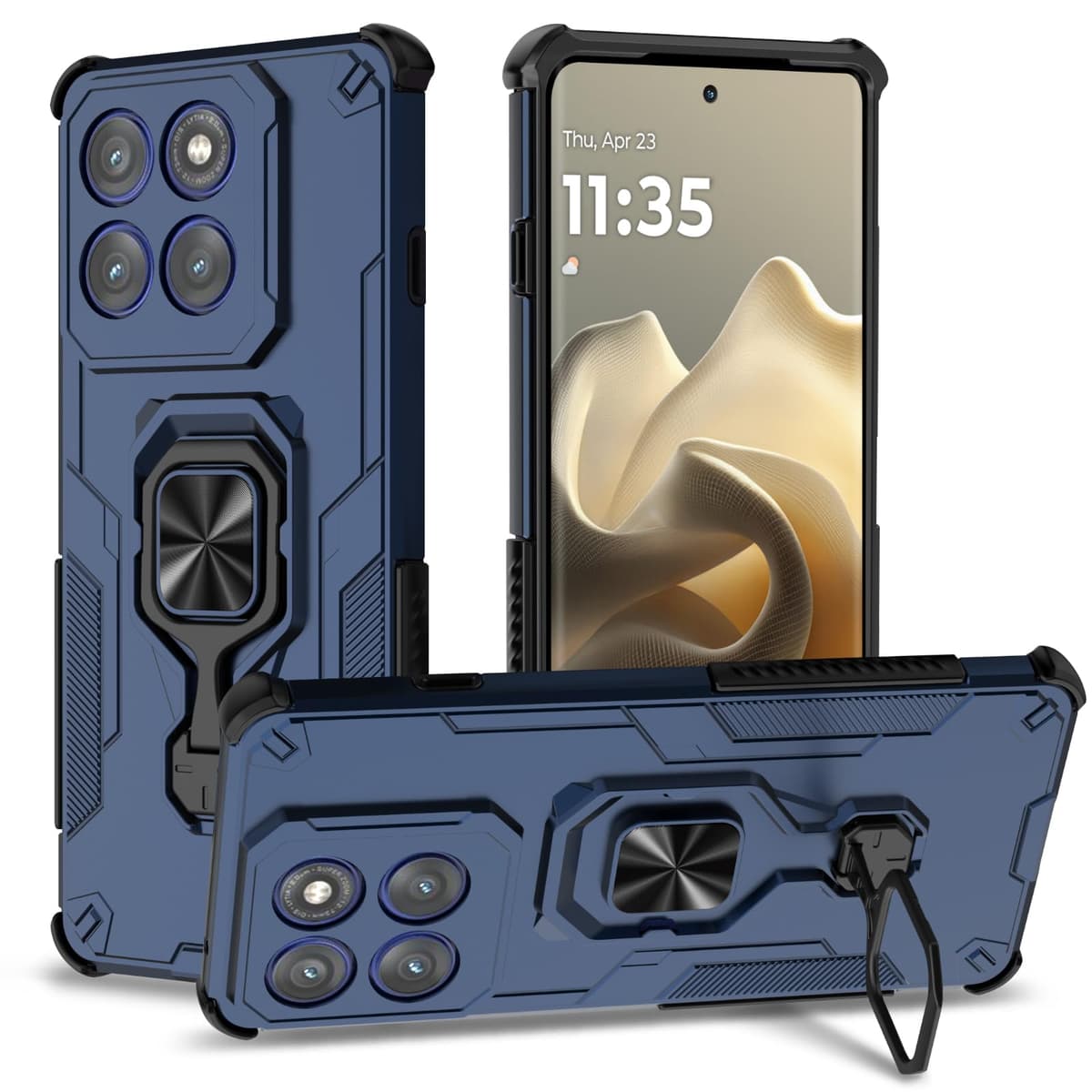 Funda para CMF Phone 2 Pro, Carcasa Antigolpes con Soporte anular metálico, Case Protectora de Grado Militar, Negro — view 940