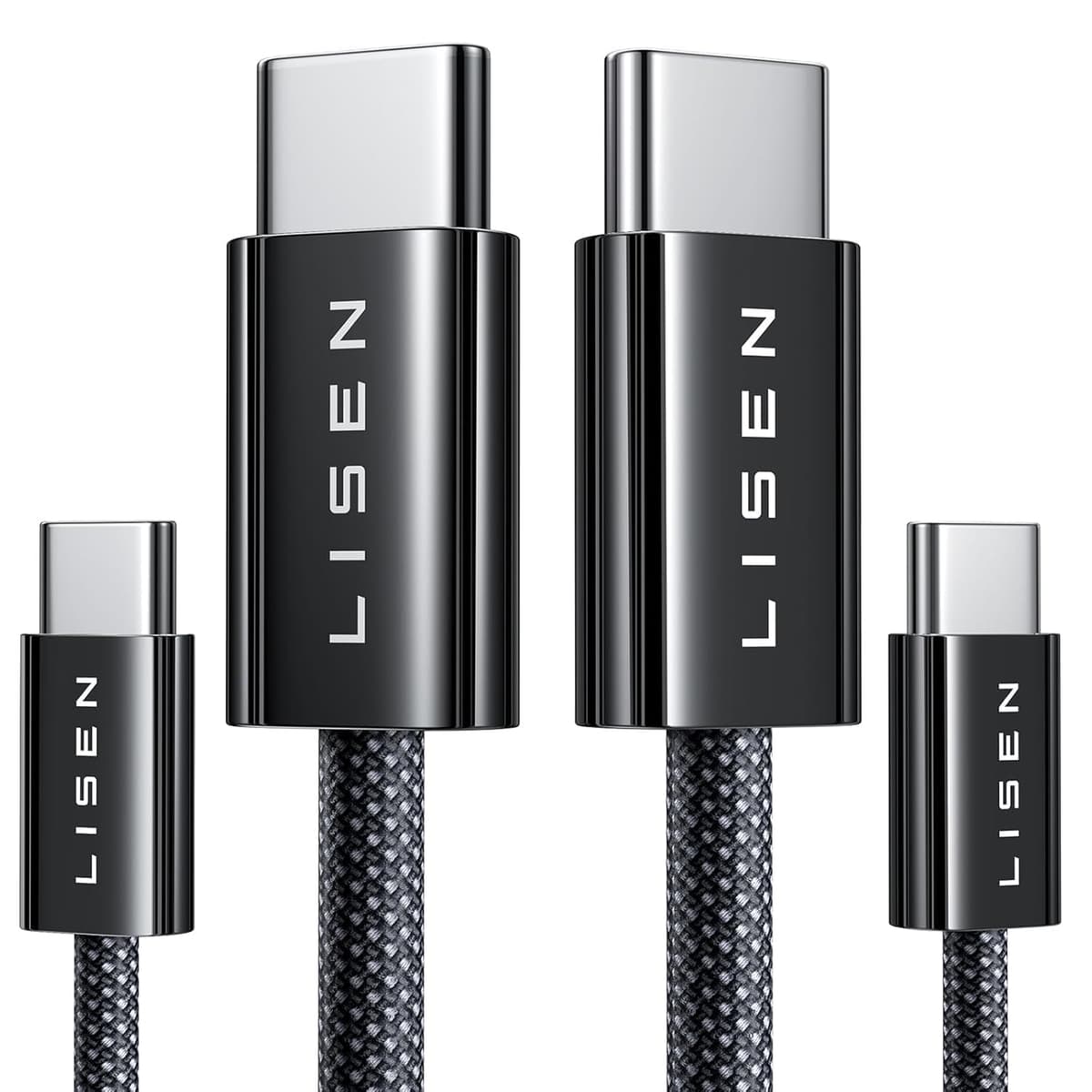 LISEN 240W USB C to USB C Cable [2-Pack 2m] USB C Charger Cable, Nylon Type C Charger Cable Fast Charging for iPhone 17 16 15 Pro Max, MacBook Pro/Air, iPad Pro, Samsung Galaxy S25 S24, Switch 2 — view 16