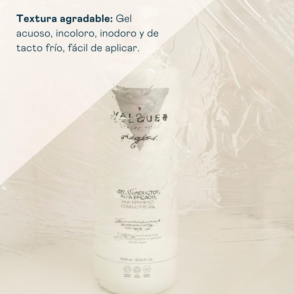 VALQUER Gel Conductor de Ultrasonidos Facial y Corporal | Uso Profesional en Radiofrecuencia, Depilación Láser, Microcorrientes, IPL y Cavitación | Base Agua, Incoloro e Inoloro | 1 L — view 5