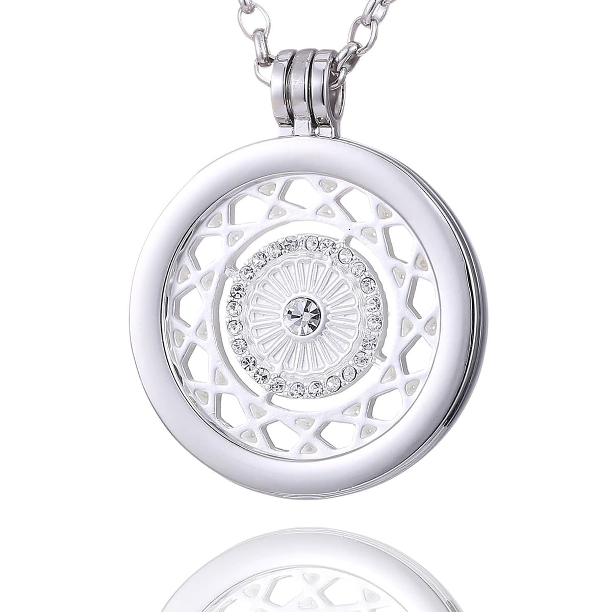 Morella Mujeres Collar 70 cm Acero Inoxidable y Colgante Amuleto Coin 33 mm en Bolsa para Joyas — view 13