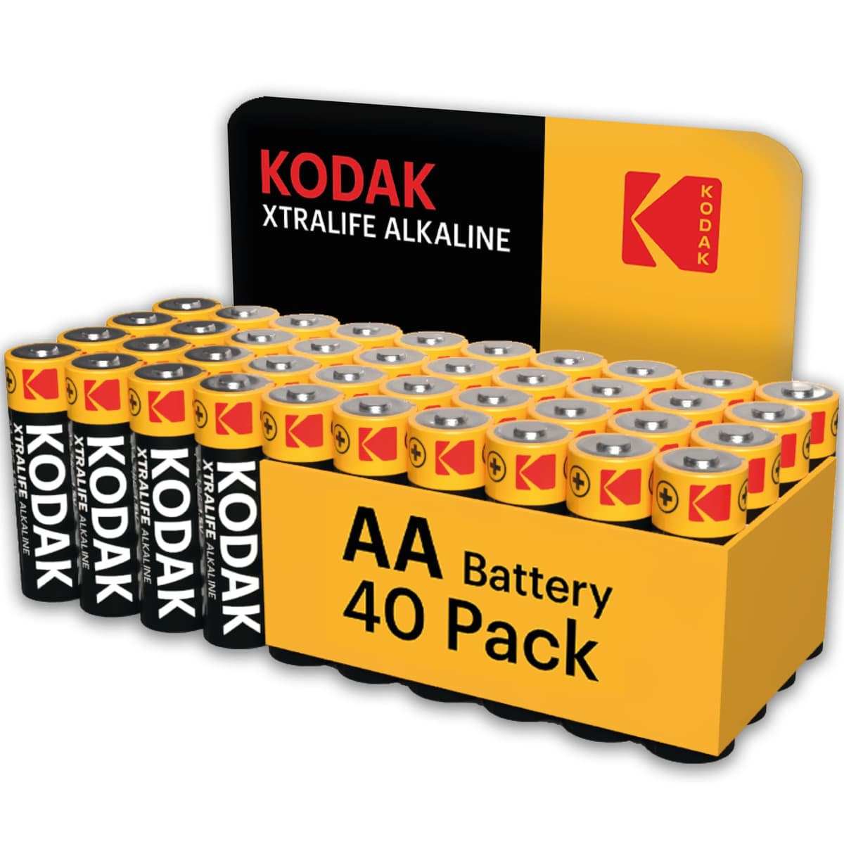 Kodak Xtralife 60-Pack AA Batteries, Double A Alkaline Battery Pack, 1.5V, 10-Year Shelf Life, LR6, Ideal for High-Drain Devices, 12x More Power, Plastic Free Cardboard Outer Carton — view 12
