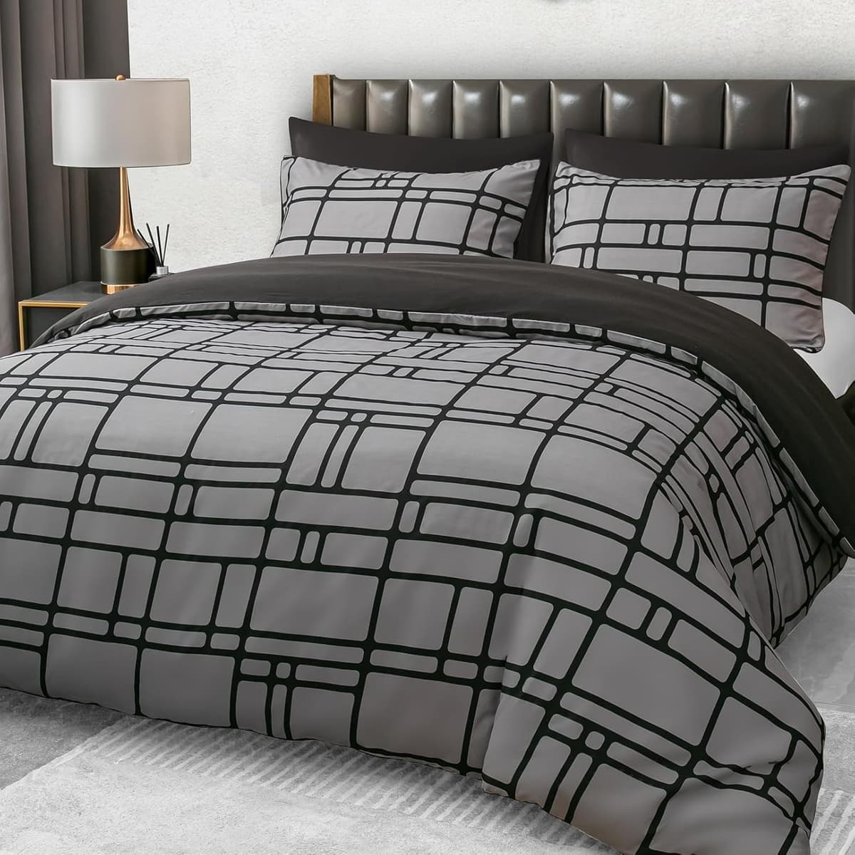Pamposh 3 Pcs Single Duvet Cover Set with Matching Black Single Fitted Sheet 40 cm Extra Deep Pocket - UltraSoft Breathable Premium Microfibre Reversible Quilt Cover Bedding Set For All Seasons — view 72