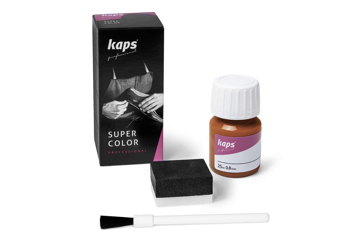 Tinte para Zapatos y Bolsos de Cuero y Textil con Esponja y Brocha, Kaps Super Color, 70 Colores (117 - azul marino) — view 79