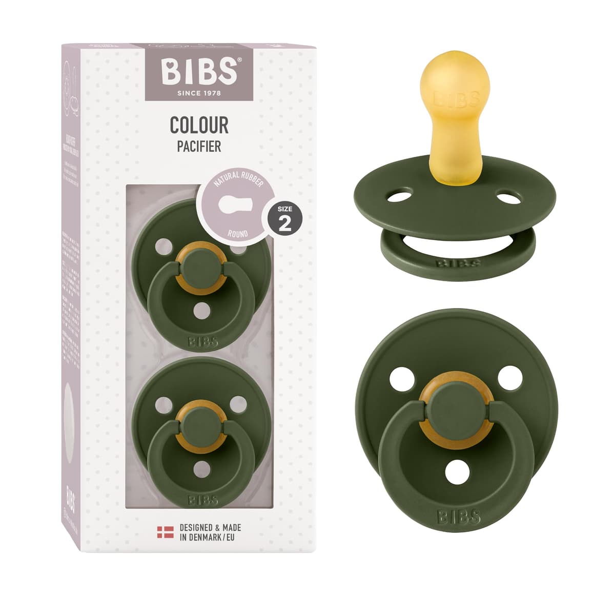 BIBS Colour Soother 2-Pack, BPA Free Dummy Pacifier, Round Nipple. Natural Rubber Latex, Size 2 (6-18 Months), Sky Blue/Steel Blue — view 103