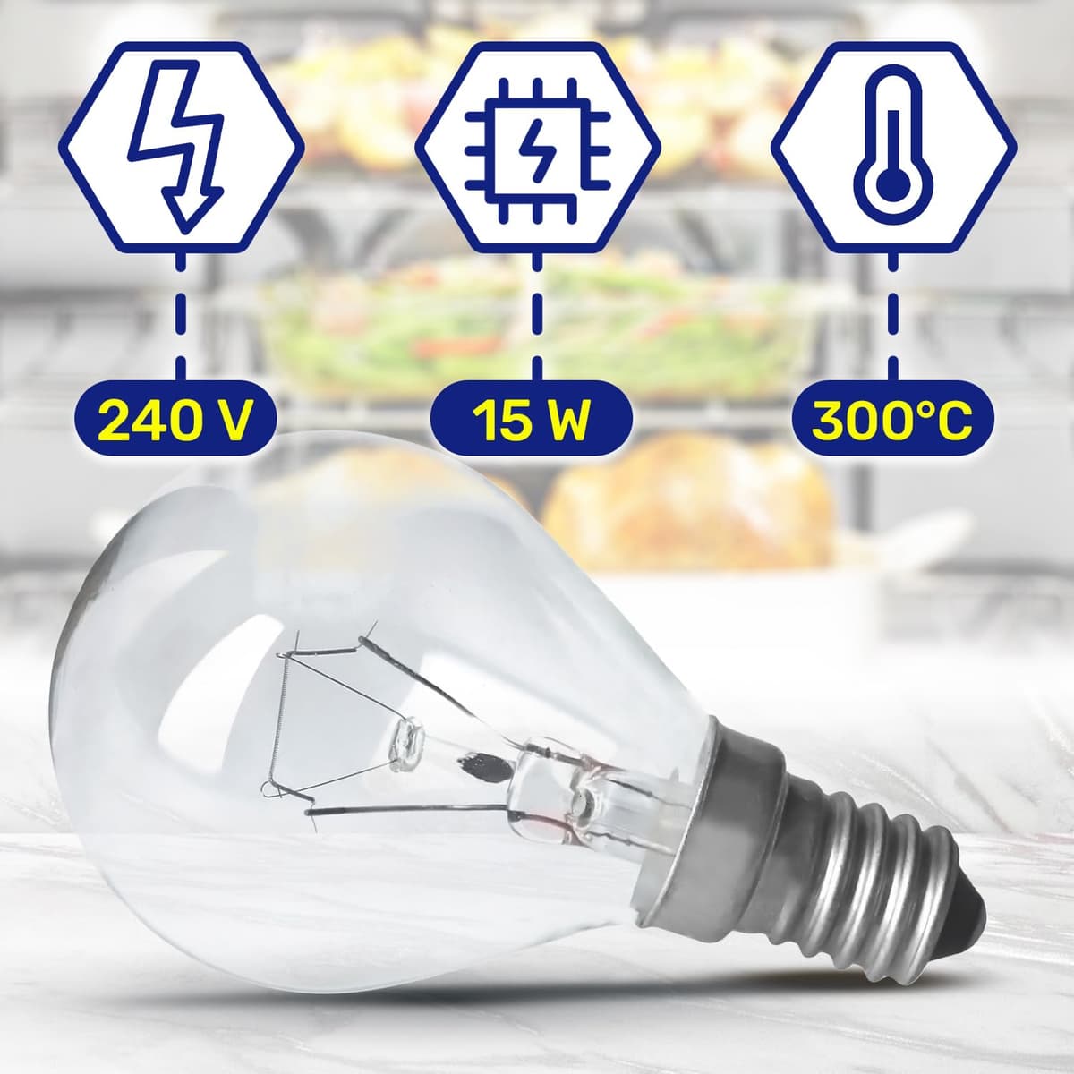 MONTERAL Bombilla E14 para Horno 230V 40W 300°С con Código Original 00057874 057874 para Bosch para Siemens 5027989000/3 50279890003 para Electrolux para AEG — view 5