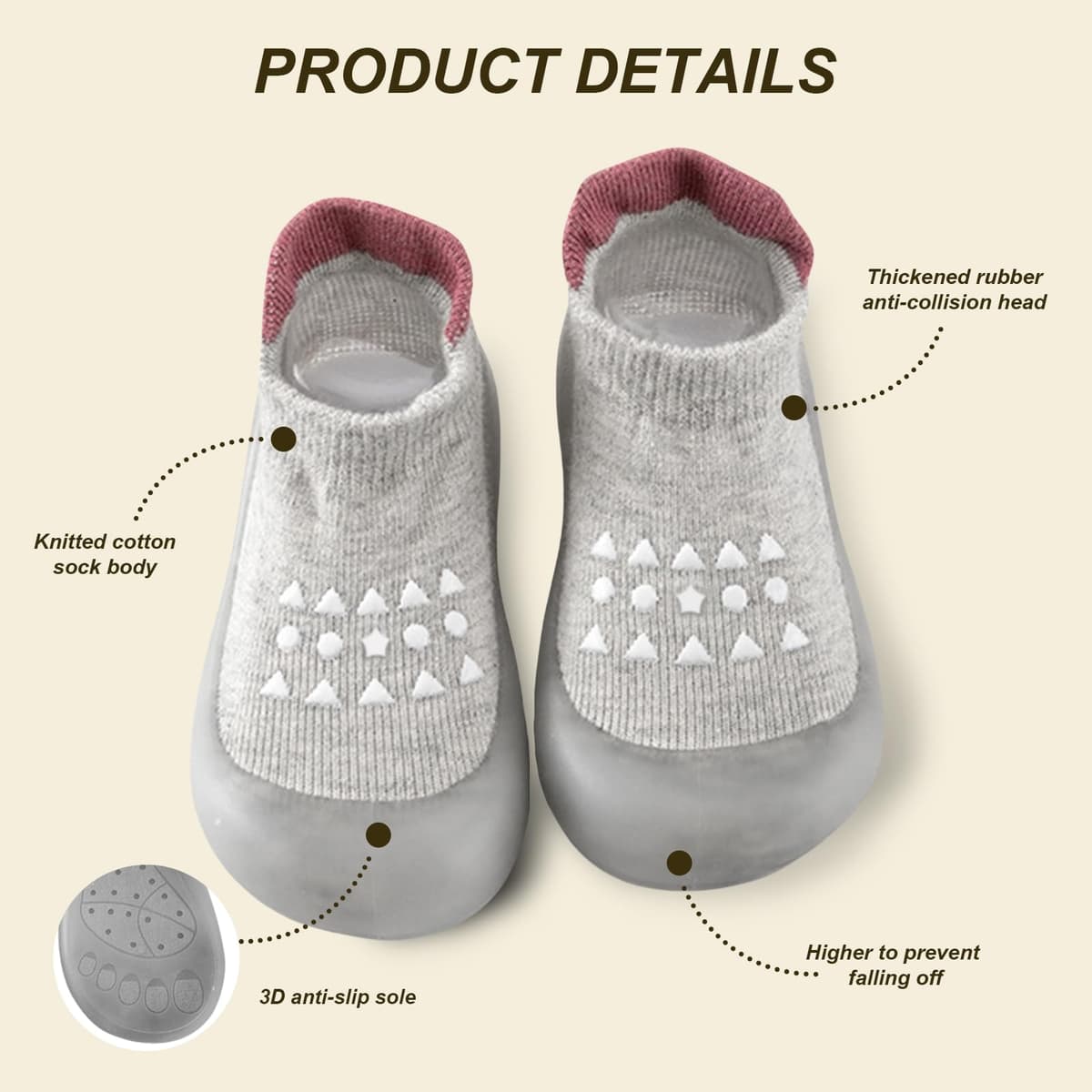 flintronic Zapatos Bebe Primeros Pasos, Zapatos Primeros Pasos con Suela de Goma, Zapatillas de Suela Blanda Antideslizantes y Transpirable para Bebés Niñas y Niños — view 3