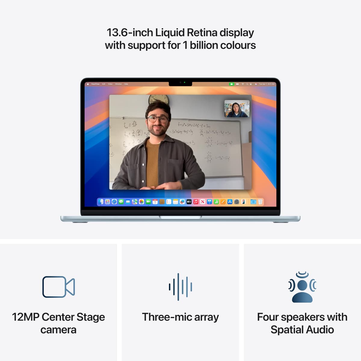 Apple 2025 MacBook Air 13-inch Laptop with M4 chip: Built for Apple Intelligence, 13.6-inch Liquid Retina Display, 16GB Unified Memory, 256GB SSD Storage, 12MP Center Stage Camera, Touch ID; Sky Blue — view 3